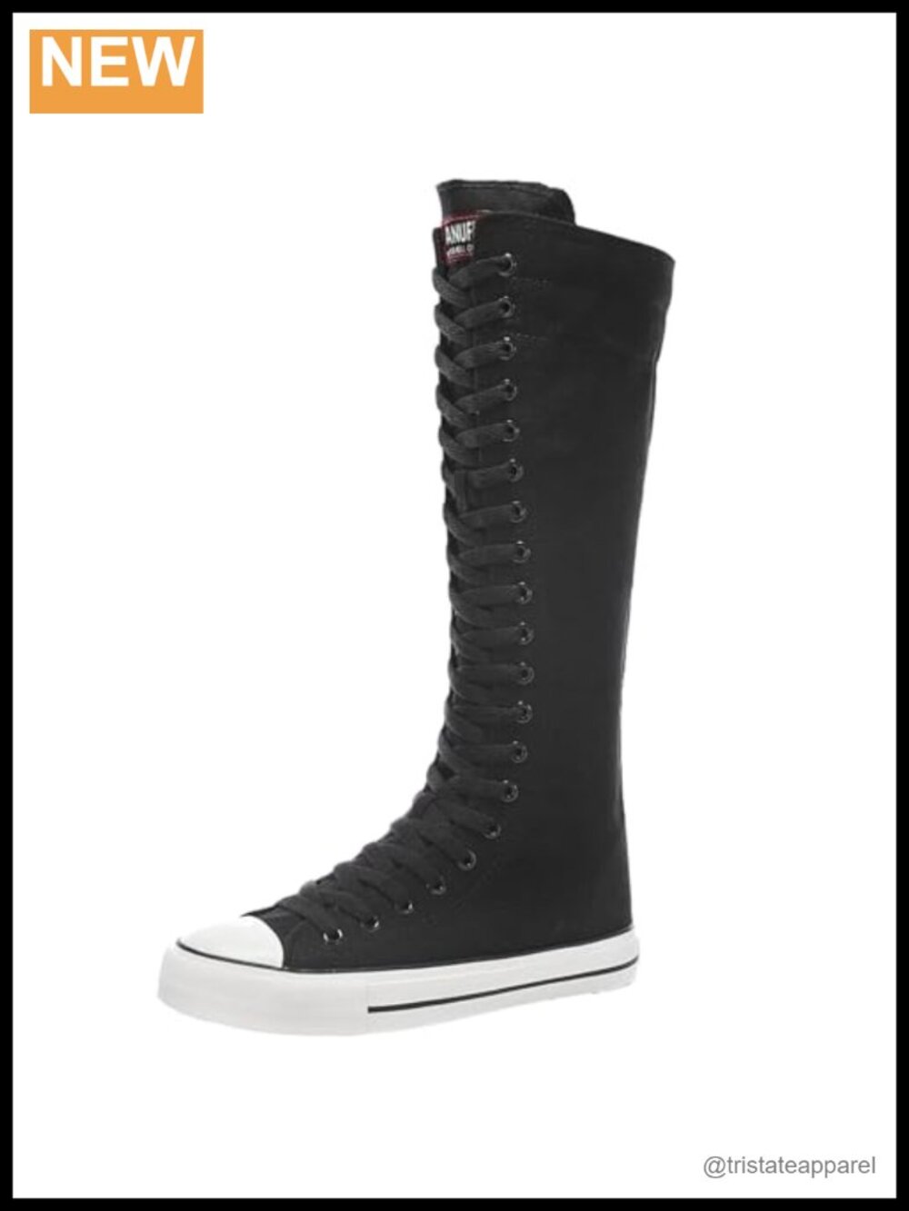 Women's Canvas Knee-High Dance Boots Lace Up Zip School Cosplay Boots